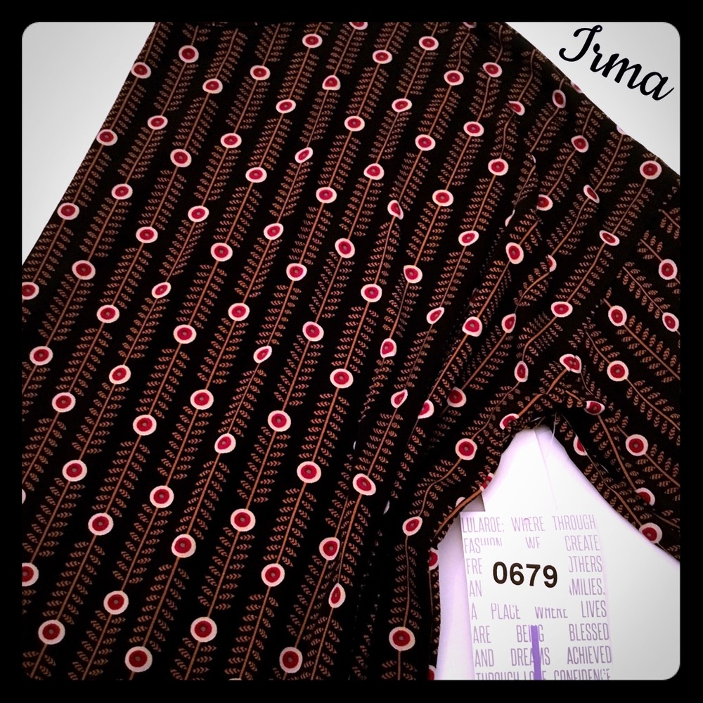 Lularoe Irma Black Print NWT